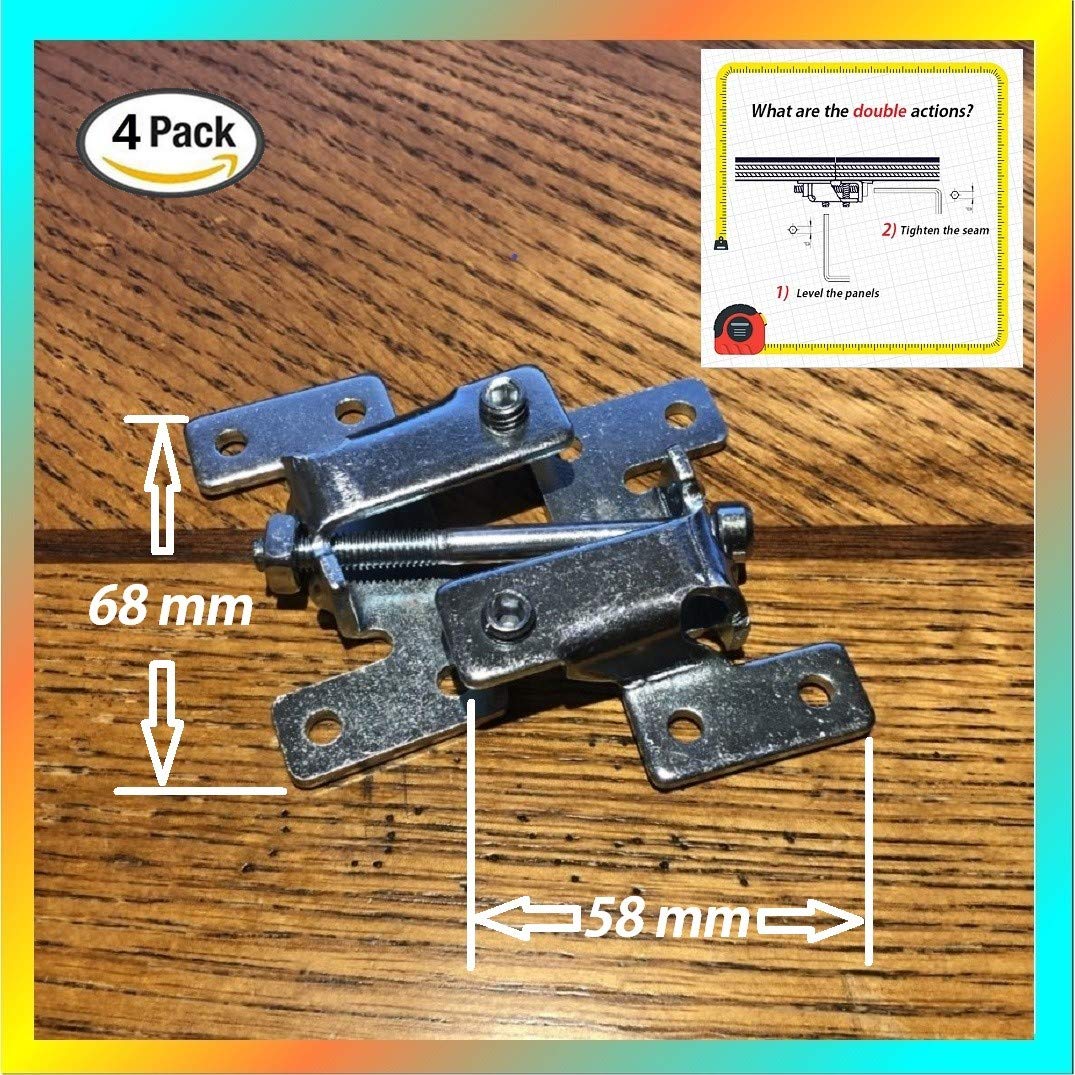 Countertop Joint Fasteners — 4-Pack Adjustable Flip Bolt, Miter Draw