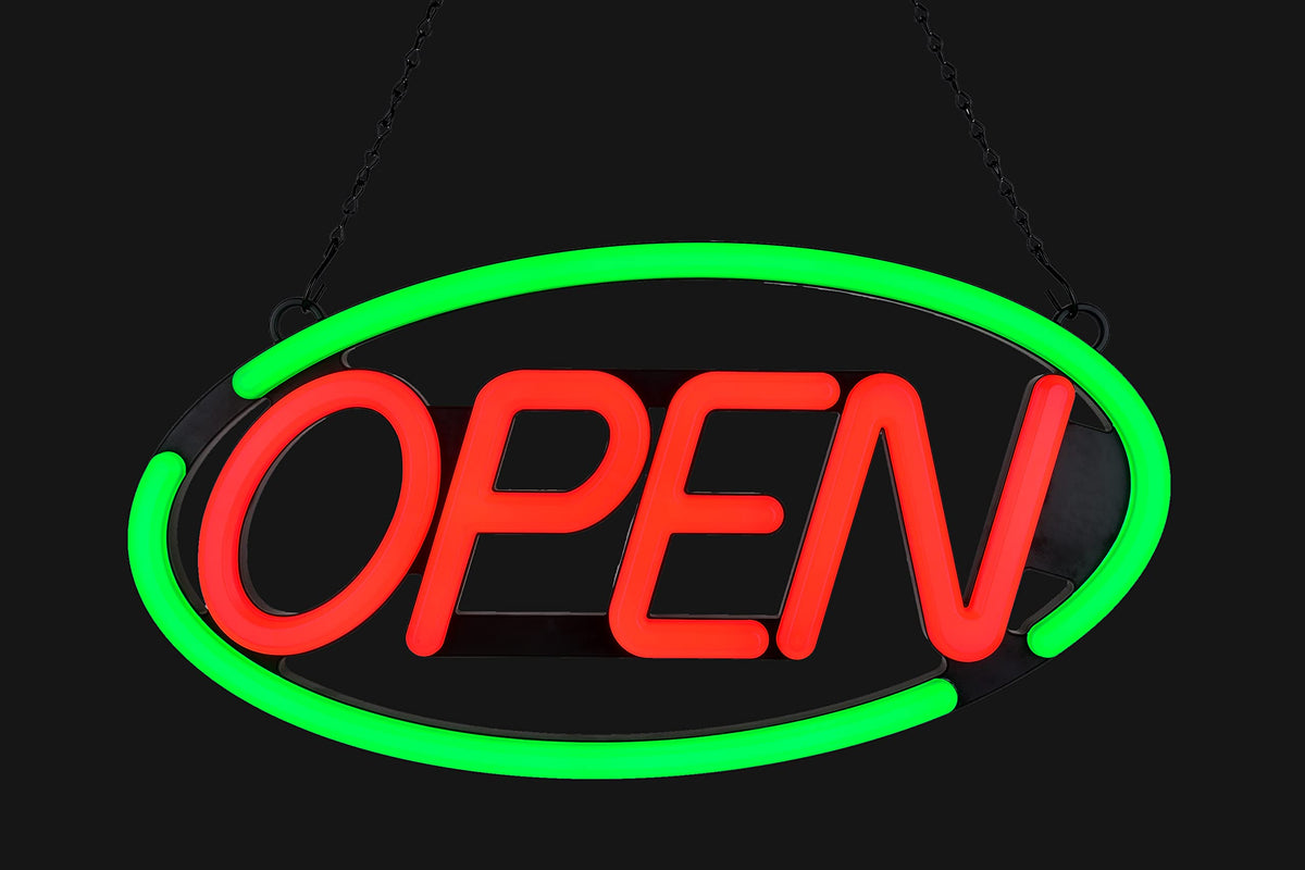 BritTech 21" x 10" Ultra Bright LED Neon Sign - Remote Control - Make Your Business Show Day or Night