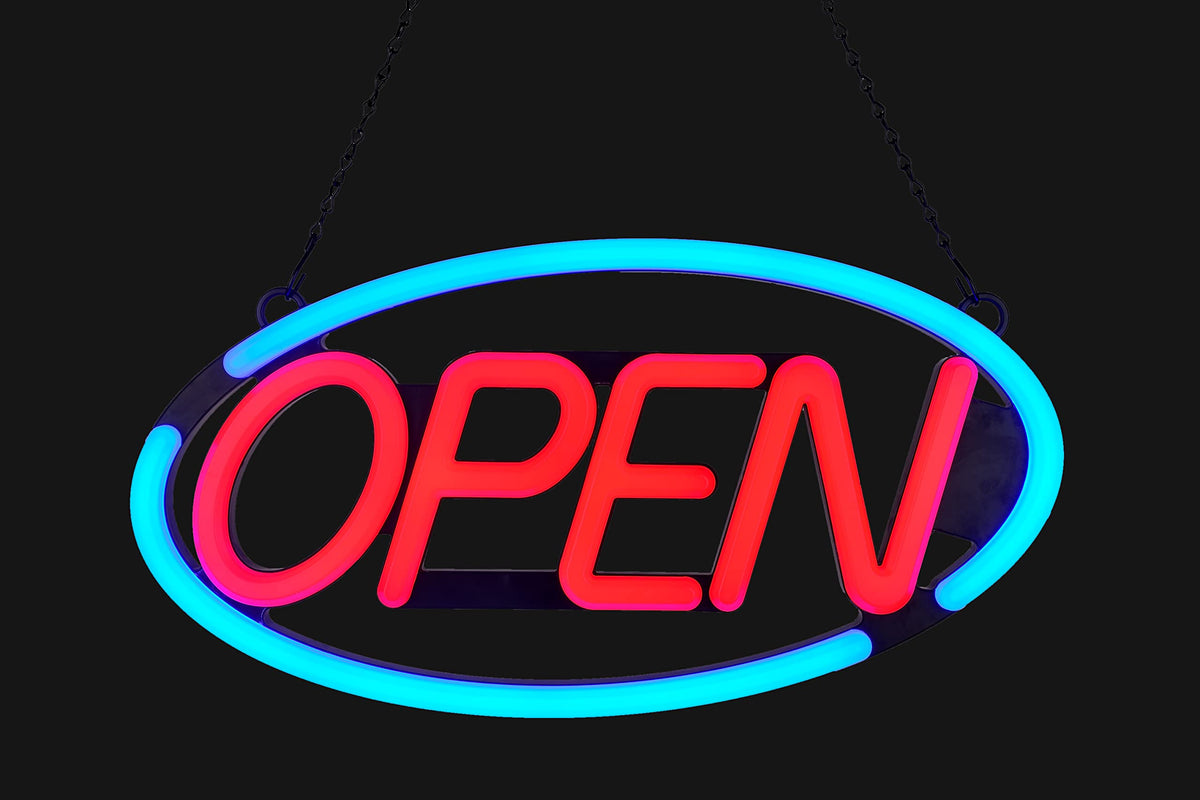 BritTech 21" x 10" Ultra Bright LED Neon Sign - Remote Control - Make Your Business Show Day or Night
