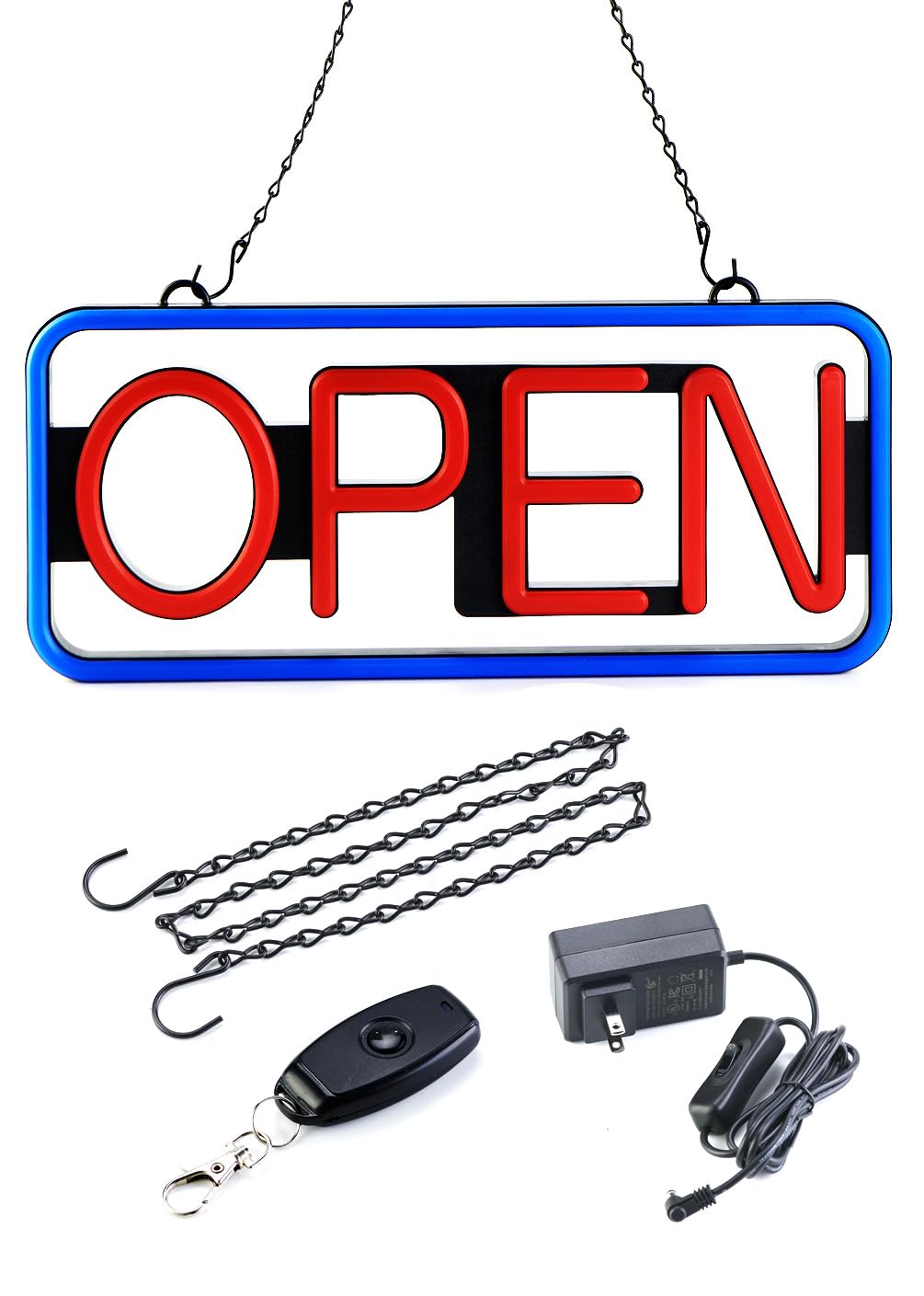BritTech 21"×10" Ultra-Bright LED Neon OPEN Sign — Remote Control