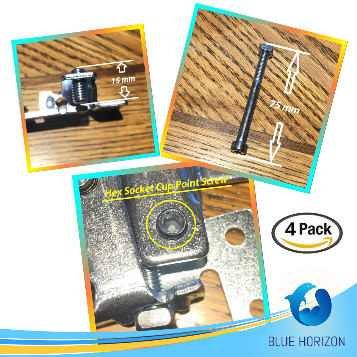 Countertop Joint Fasteners — 4-Pack Adjustable Flip Bolt, Miter Draw