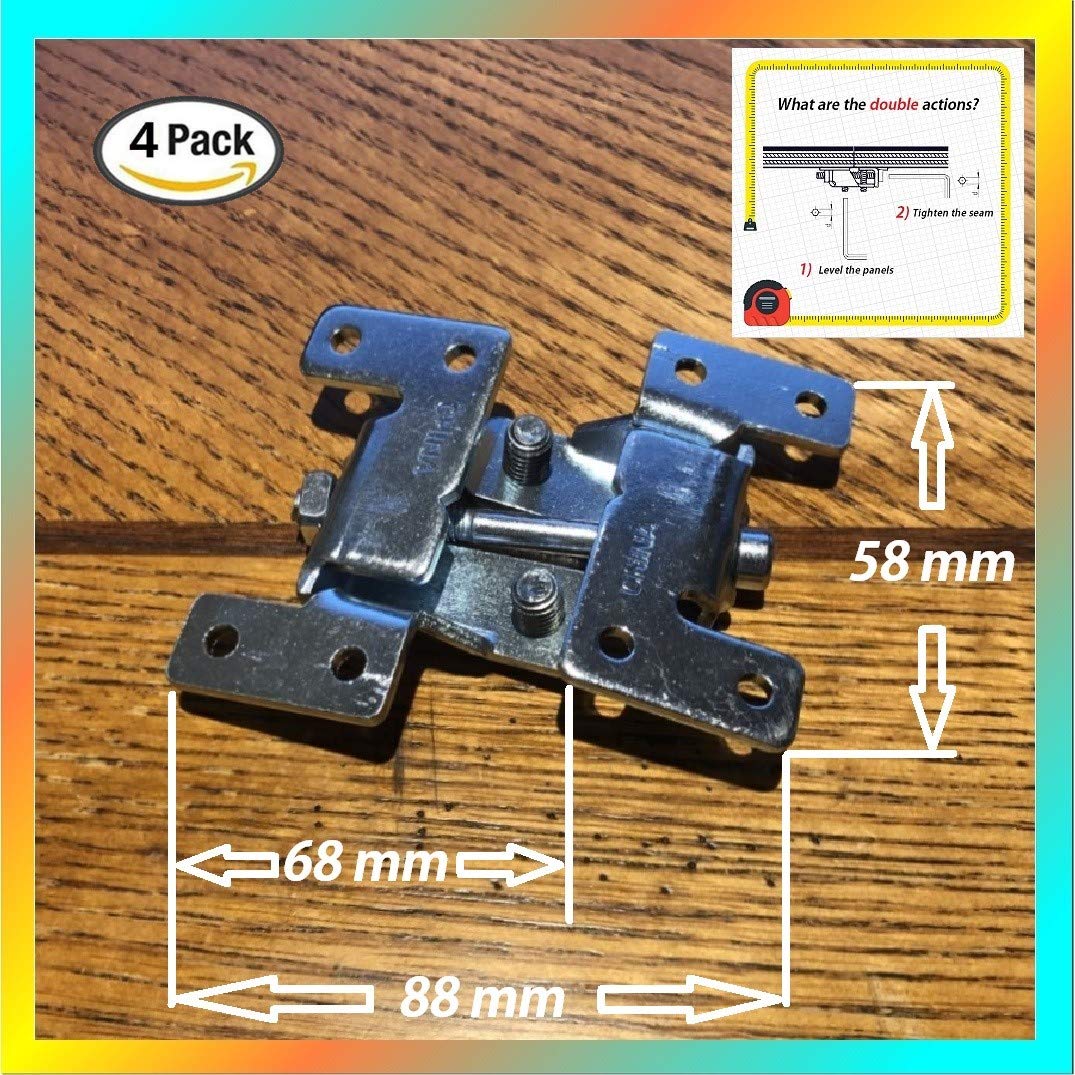 Countertop Joint Fasteners — 4-Pack Adjustable Flip Bolt, Miter Draw